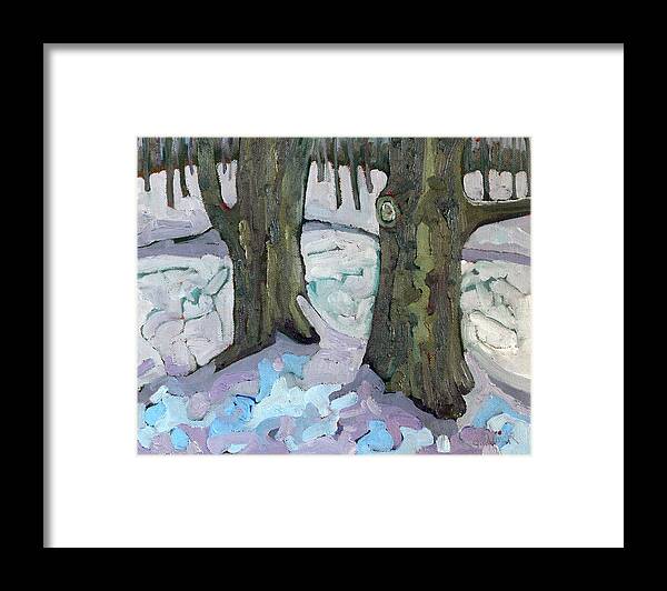 2453 Framed Print featuring the painting January Sugar Maple Siblings by Phil Chadwick