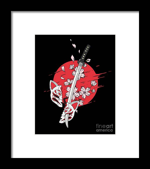 Japan Framed Print featuring the digital art Japanese Sword Japan Kendo Katana Ninja Samurai Gift by Thomas Larch