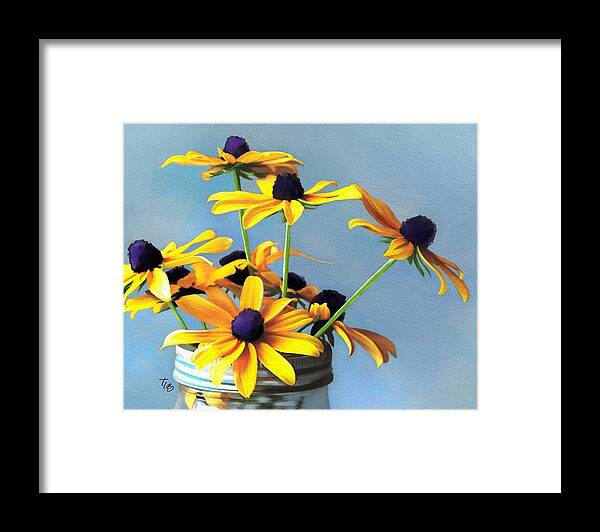 Blue Framed Print featuring the painting Jar of Sunshine by Tammy Lee Bradley