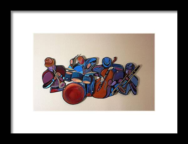 Music Framed Print featuring the mixed media Jazz Ensemble IV by Bill Manson