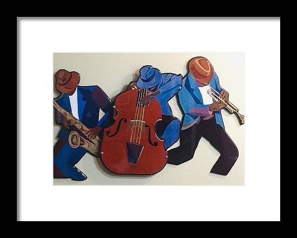Music Framed Print featuring the mixed media Jazz Ensemble III by Bill Manson