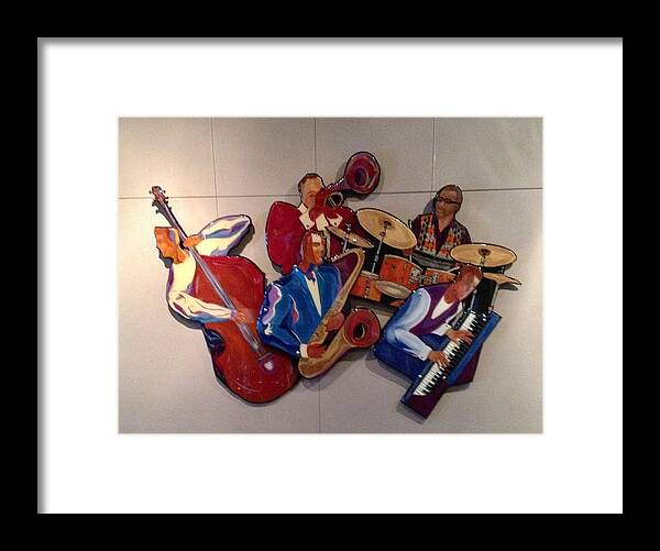 Jazz Framed Print featuring the painting Jazz Ensemble V-custom by Bill Manson