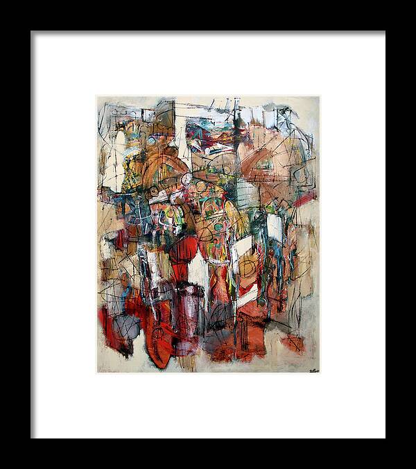 Music Framed Print featuring the painting Jazz Heat by Jim Stallings