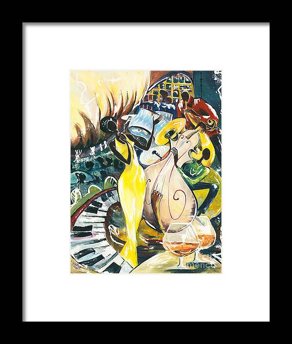 Acrylic Framed Print featuring the painting Jazz No.2 by Elisabeta Hermann