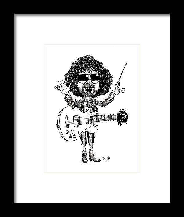 Caricature Framed Print featuring the drawing Jeff Lynne by Mike Scott