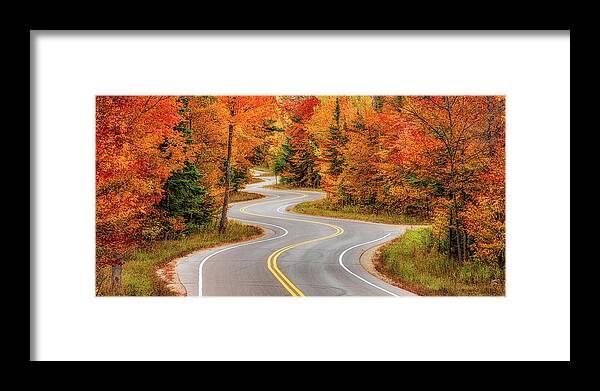 3scape Framed Print featuring the photograph Jens Jensen Winding Road Panoramic by Adam Romanowicz