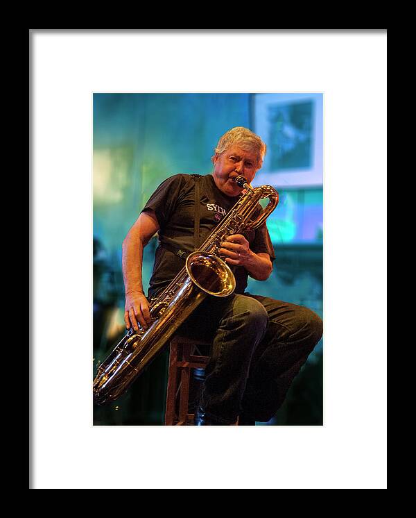Sax Framed Print featuring the photograph Jerry Logas on Baratone Sax by Jessica Levant