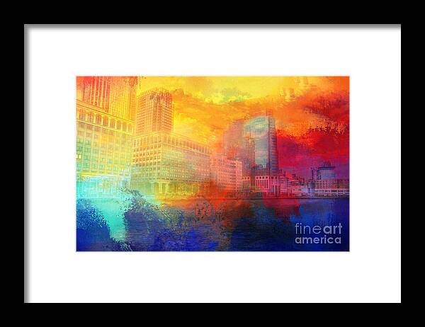 Jersey City Framed Print featuring the digital art Jersey City Skyline by Elisabeth Lucas