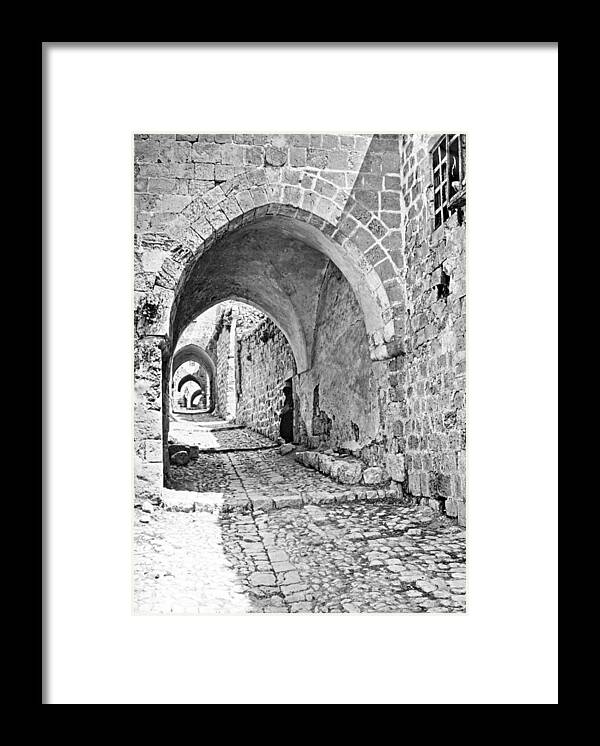 Jerusalem Framed Print featuring the photograph Jerusalem Arches in 1910 by Munir Alawi