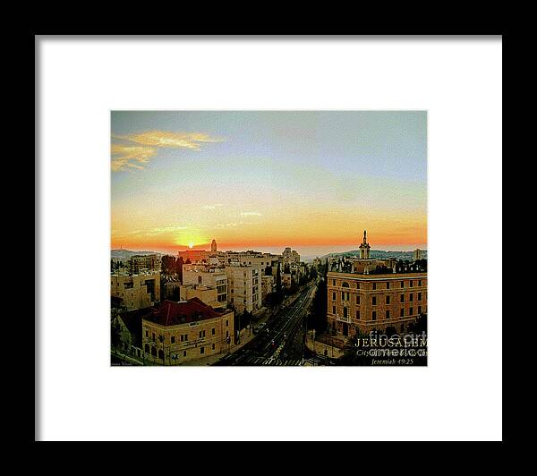 Jerusalem Framed Print featuring the digital art Jerusalem City of Praise by Constance Woods
