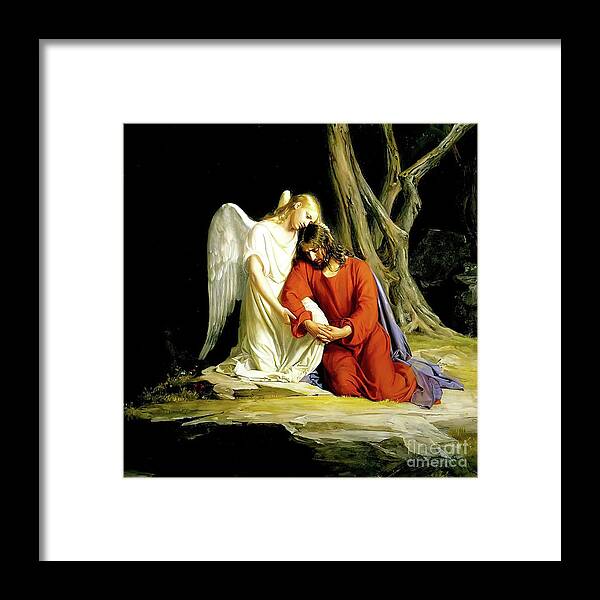Jesus Framed Print featuring the mixed media Jesus Agony in the Garden of Gethsemane by Carl Bloch