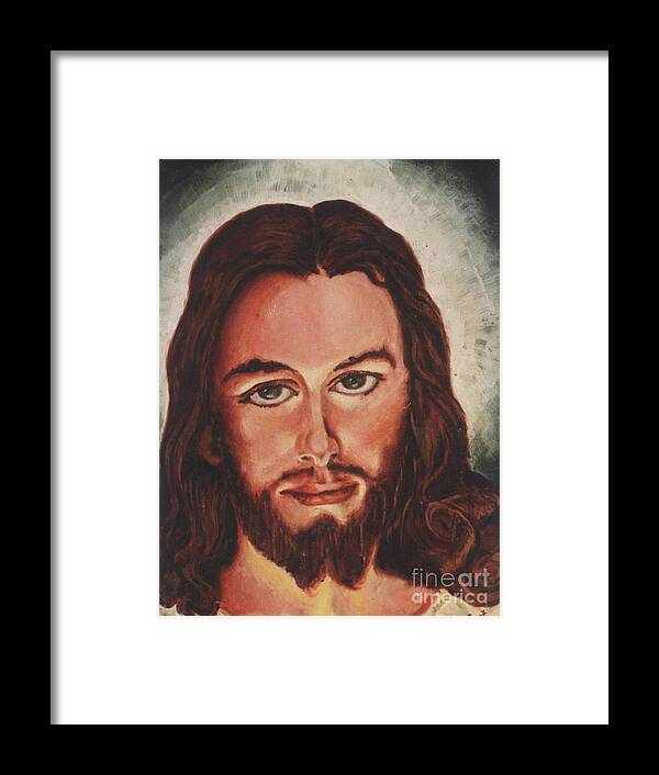 Sacred Heart Of Jesus Framed Print featuring the painting Jesus from the Sacred Heart of Jesus collection by Remy Francis