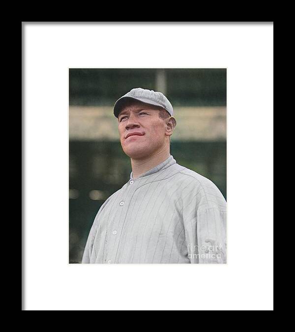 Wingsdomain Framed Print featuring the photograph Jim Thorpe Vintage Baseball Colorized 20210429 by Wingsdomain Art and Photography
