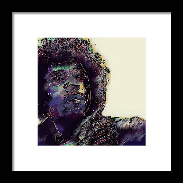 Jimi Hendrix Framed Print featuring the digital art Jimi Hendrix by David Lane