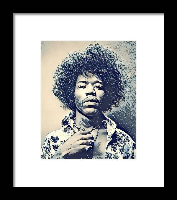 Jimi Hendrix Framed Print featuring the painting Jimi Hendrix Ocean by Tony Rubino
