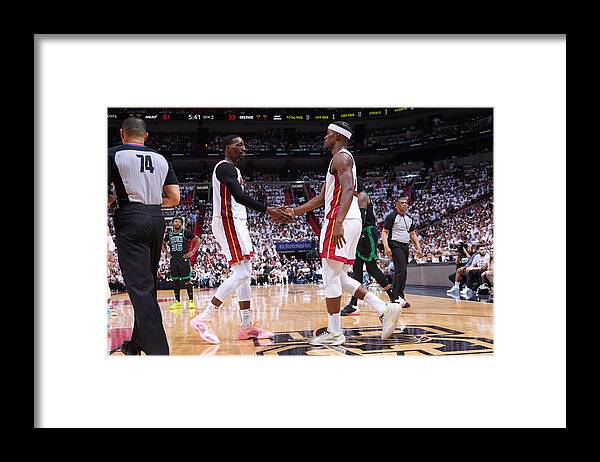 Playoffs Framed Print featuring the photograph Jimmy Butler and Bam Adebayo by Jesse D. Garrabrant