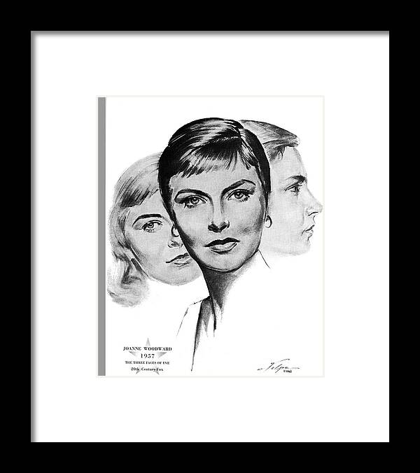 Joanne Woodward Framed Print featuring the drawing Joanne Woodward by Volpe by Movie World Posters
