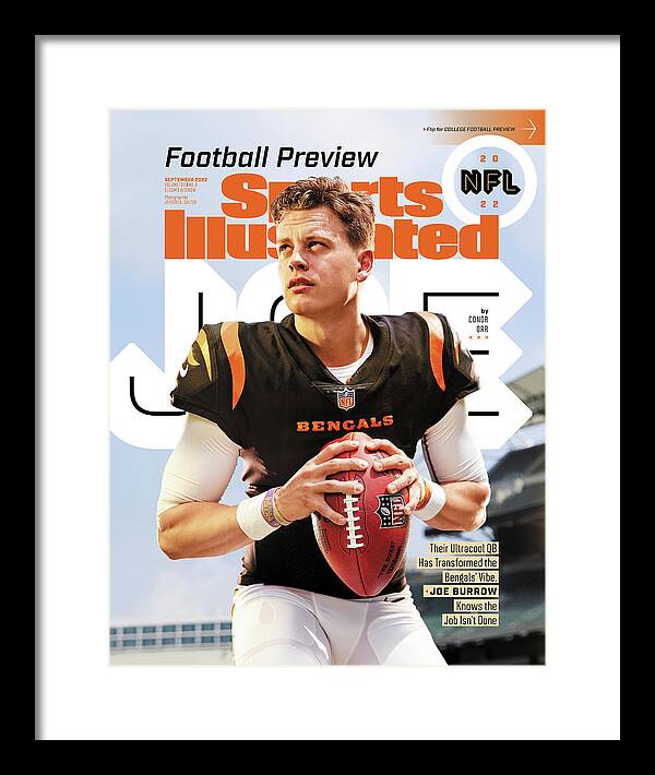 Published Framed Print featuring the photograph Joe Burrow 2022 NFL Football Preview Sports Illustrated Issue Cover by Sports Illustrated
