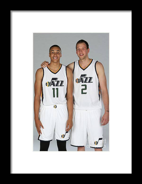 Media Day Framed Print featuring the photograph Joe Ingles and Dante Exum by Melissa Majchrzak