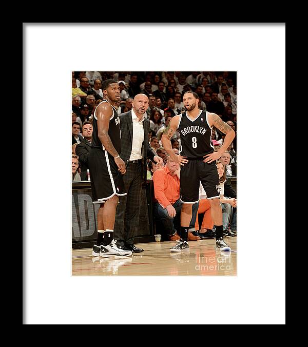 Playoffs Framed Print featuring the photograph Joe Johnson, Jason Kidd, and Deron Williams by Ron Turenne