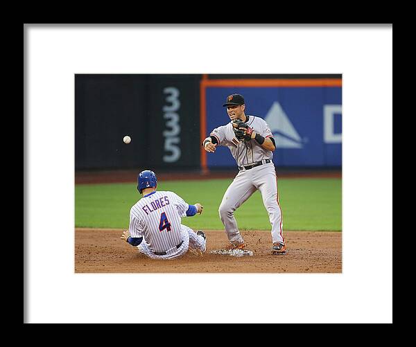 Double Play Framed Print featuring the photograph Joe Panik and Wilmer Flores by Al Bello