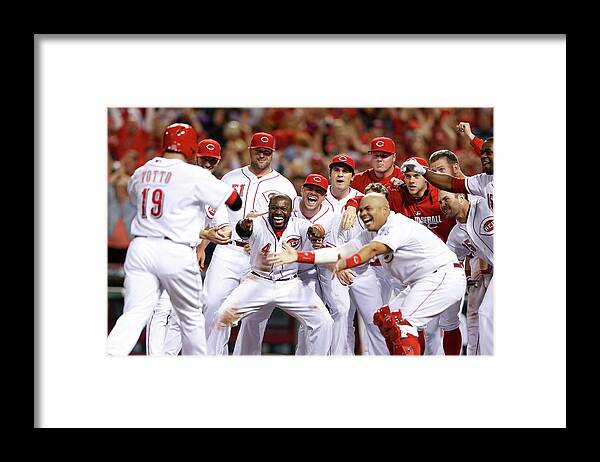 Great American Ball Park Framed Print featuring the photograph Joey Votto by Joe Robbins