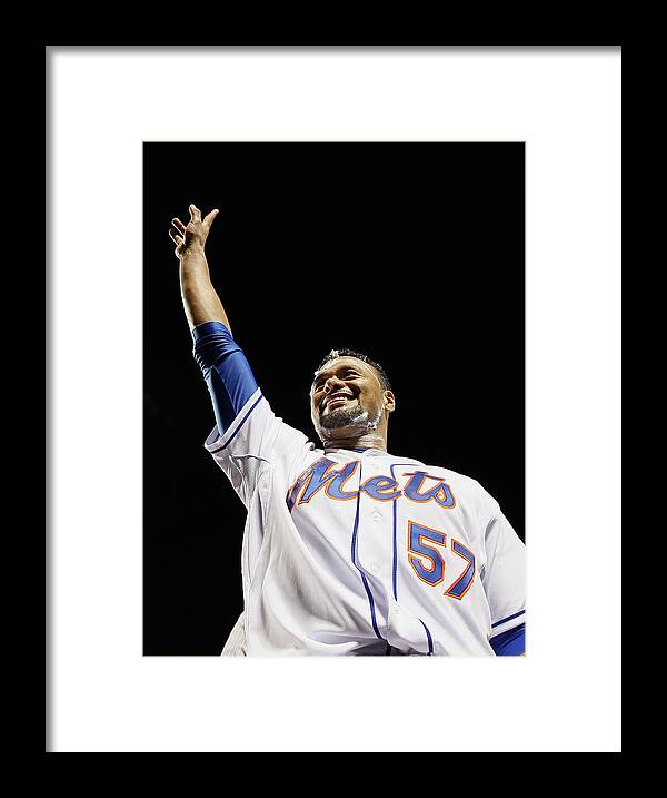 Crowd Framed Print featuring the photograph Johan Santana by Mike Stobe