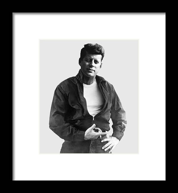 President Framed Print featuring the painting John F Kennedy Cool JFK James Dean Cigarette by Tony Rubino