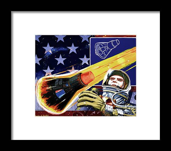 Charles Knotek Framed Print featuring the painting John Glenn - First U.S. Astronaut To Orbit Earth by Charles Knotek