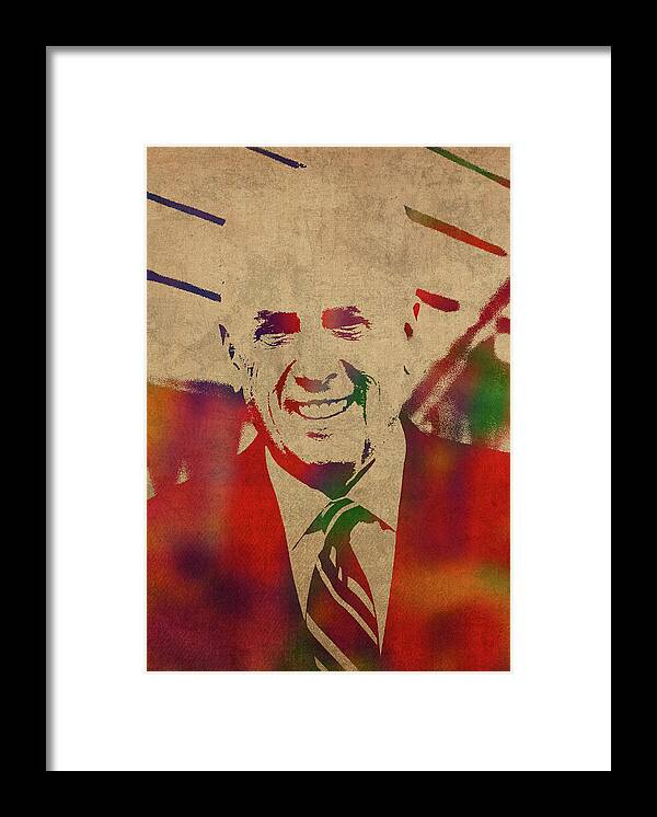 John Macarthur Framed Print featuring the mixed media John MacArthur Watercolor Portrait on Distressed Canvas by Design Turnpike