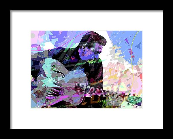 Johnny Cash Framed Print featuring the painting Johnny Cash - The Man In Black by David Lloyd Glover