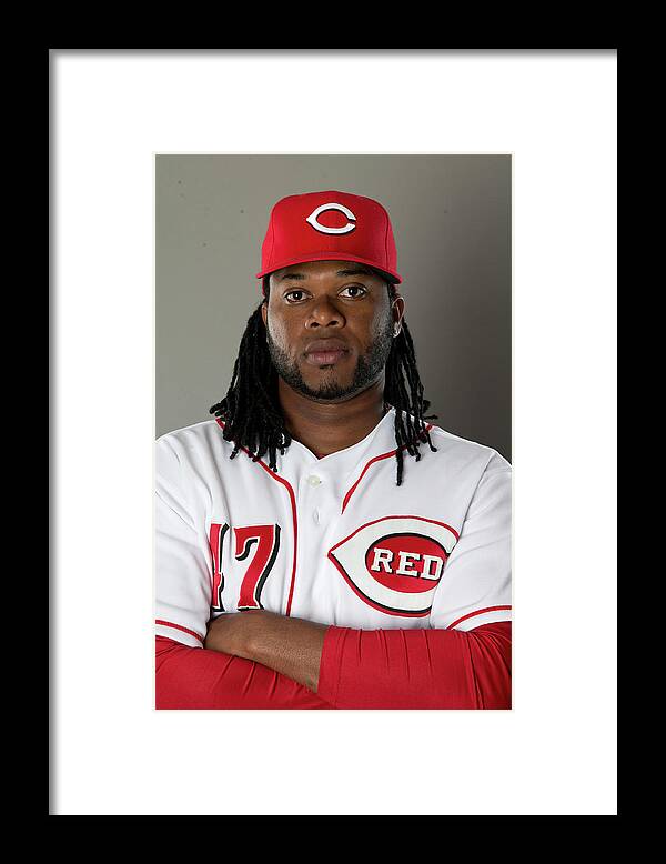 American League Baseball Framed Print featuring the photograph Johnny Cueto by Mike Mcginnis