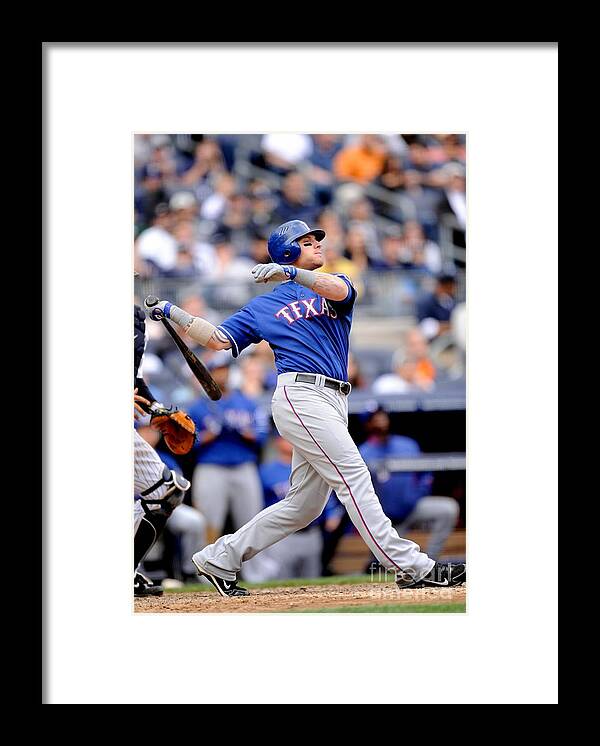 American League Baseball Framed Print featuring the photograph Josh Hamilton by Rob Tringali/sportschrome