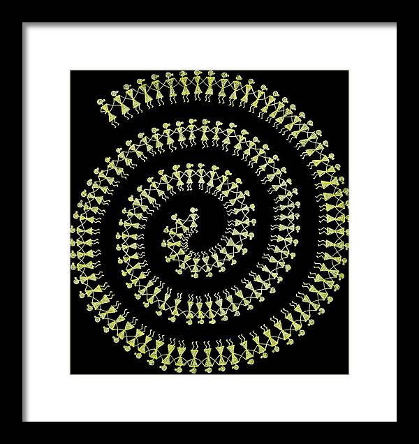 Black Framed Print featuring the painting Joy - Gold by Bnte Creations