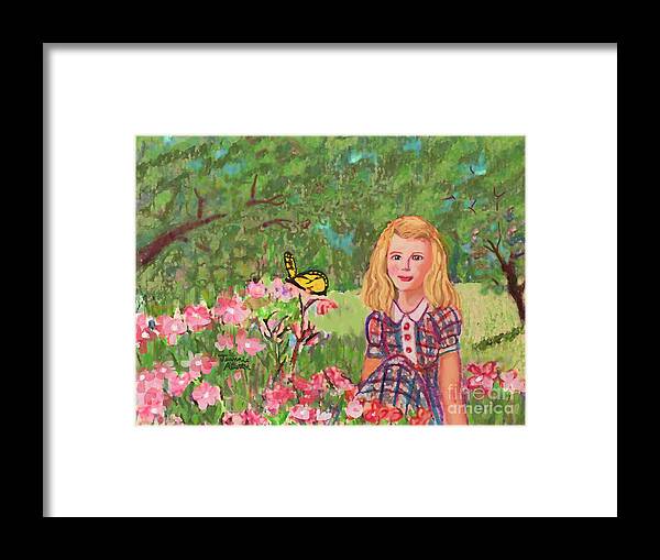  Framed Print featuring the digital art Joy in a Butterfly by Jeannie Allerton