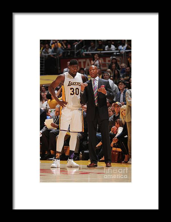 Nba Pro Basketball Framed Print featuring the photograph Julius Randle and Byron Scott by Noah Graham