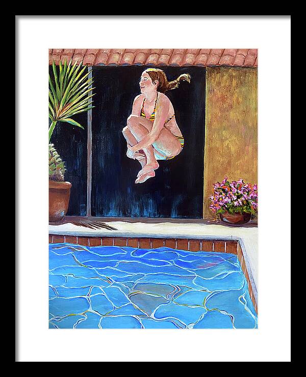 Swim Framed Print featuring the painting Jump by Linda Queally