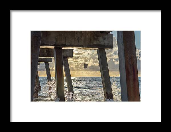 Juno Pier Framed Print featuring the photograph Juno Pier Splash by Laura Fasulo