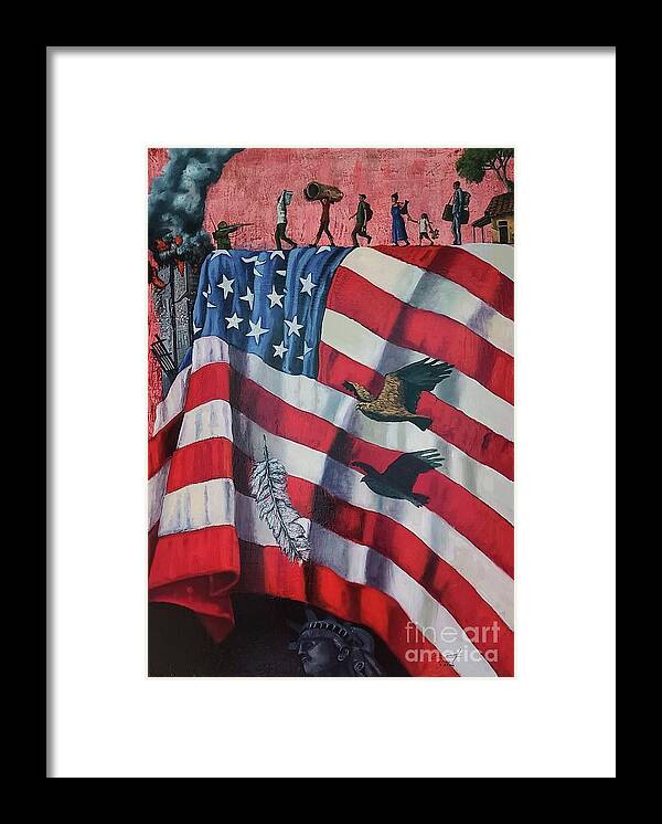 America Framed Print featuring the painting Justice for All by Carlos Rodriguez