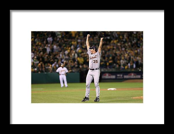 Playoffs Framed Print featuring the photograph Justin Verlander by Ezra Shaw