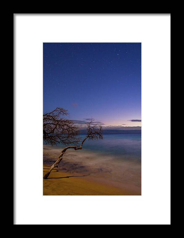 Astrophotography Framed Print featuring the photograph Kaanapali Beach Maui Hawaii Nightscape by Scott McGuire