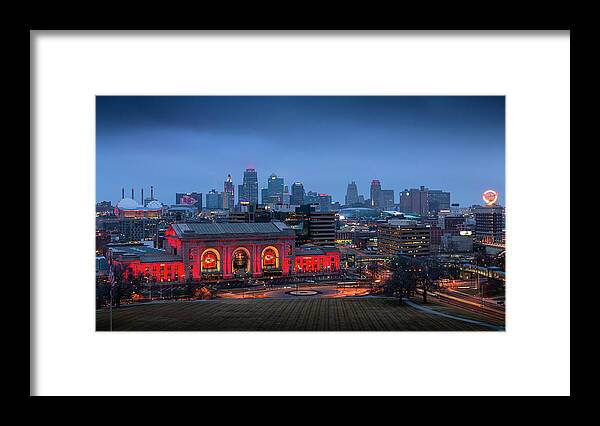 Kansas City Framed Print featuring the photograph Kansas City Skyline Chiefs Red by Ryan Heffron