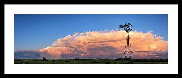 America Framed Print featuring the photograph Kansas Storm and Windmill by Scott Bean