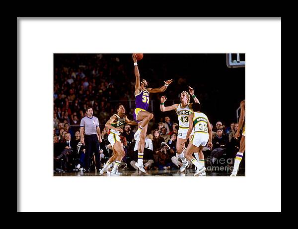 1980-1989 Framed Print featuring the photograph Kareem Abdul-jabbar and Jack Sikma by Andy Hayt