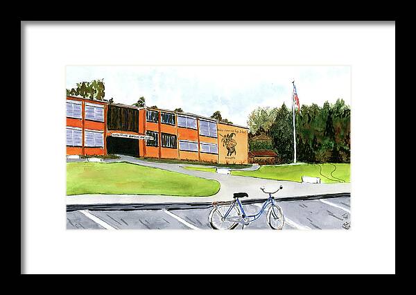 Karlsruhe Framed Print featuring the painting Karlsruhe American High School by Tracy Hutchinson