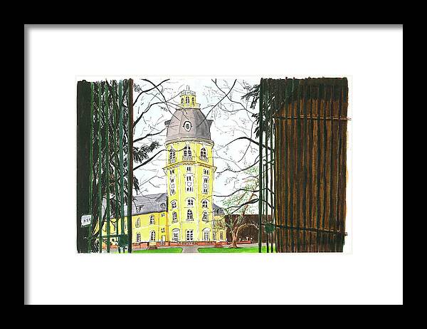 Karlsruhe Palace Framed Print featuring the painting Karlsruhe Palace by Tracy Hutchinson
