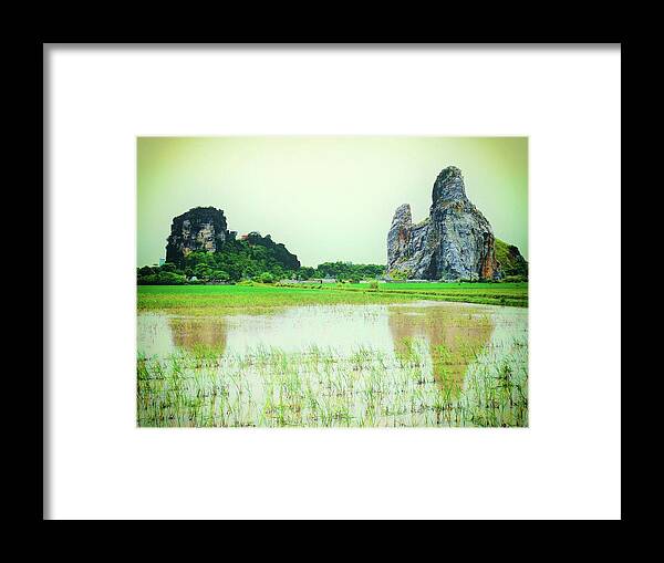 Karst Framed Print featuring the photograph Karst mountain and paddy field by Robert Bociaga