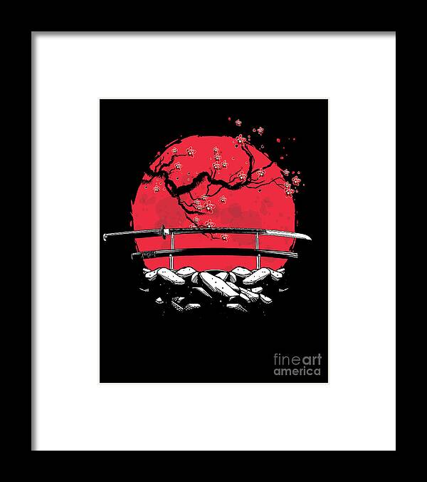 Japan Framed Print featuring the digital art Katana Swords Japan Samurai Ninja Shinobi Warrior Gift by Thomas Larch