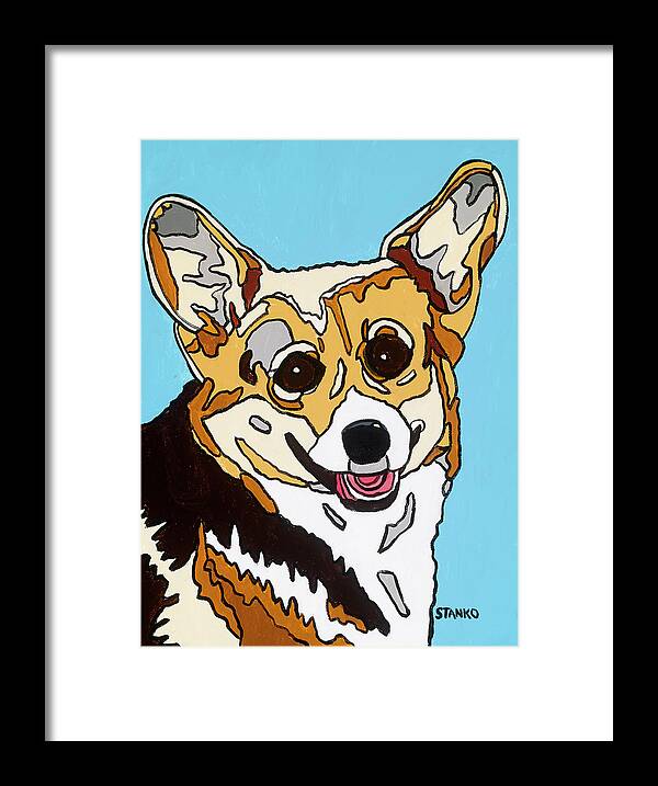 Corgi Dog Pet Framed Print featuring the painting Katerina by Mike Stanko