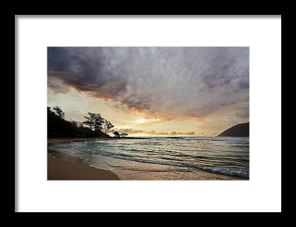 Nature Framed Print featuring the photograph Kauai Sunrise Cloud Formation by Jon Glaser